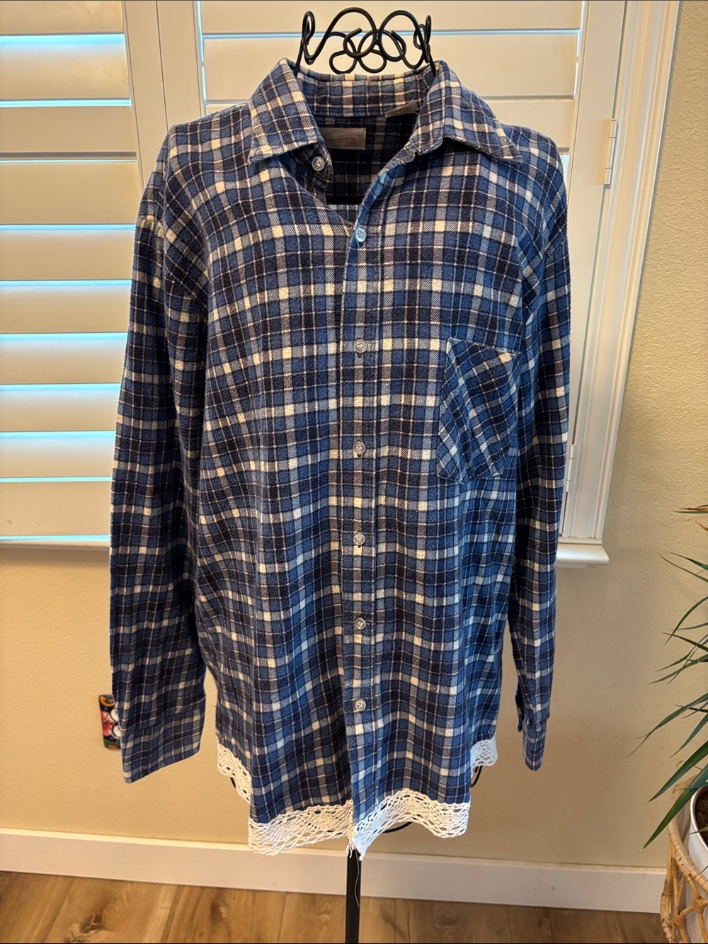 Handmade one of a kind distressed flannel with Vintage Truck Back Patch - Picture 5 of 7